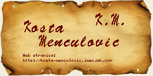 Kosta Menčulović vizit kartica